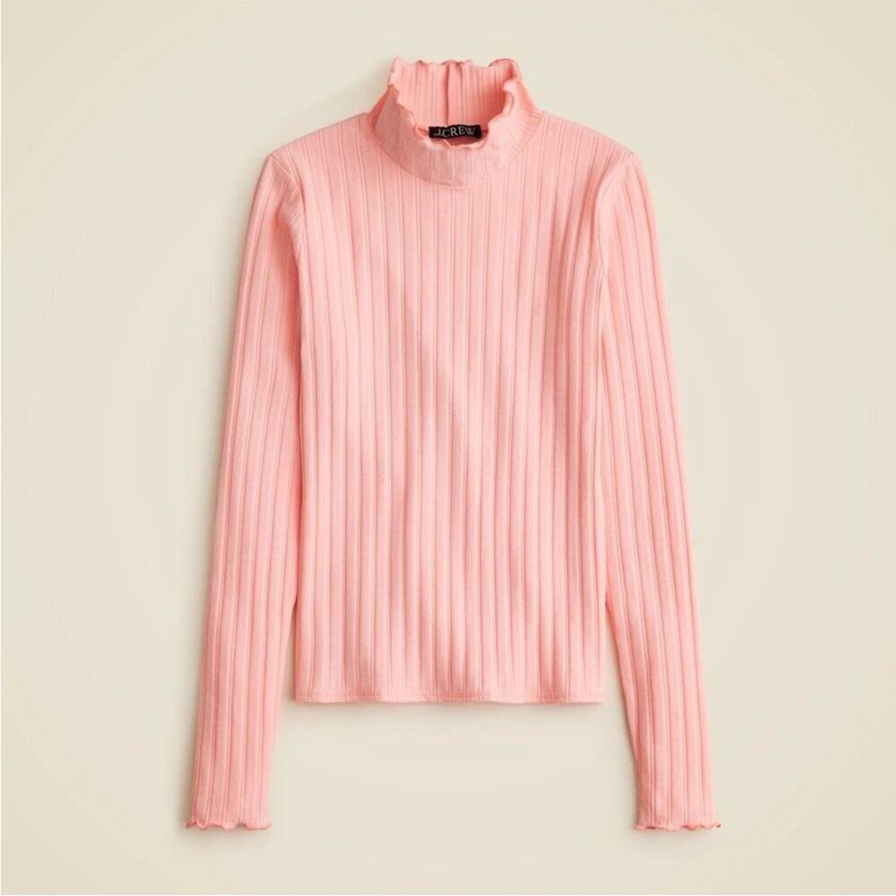 J. Crew Pointelle Knit Turtleneck Long Sleeve Pink Size M CF645